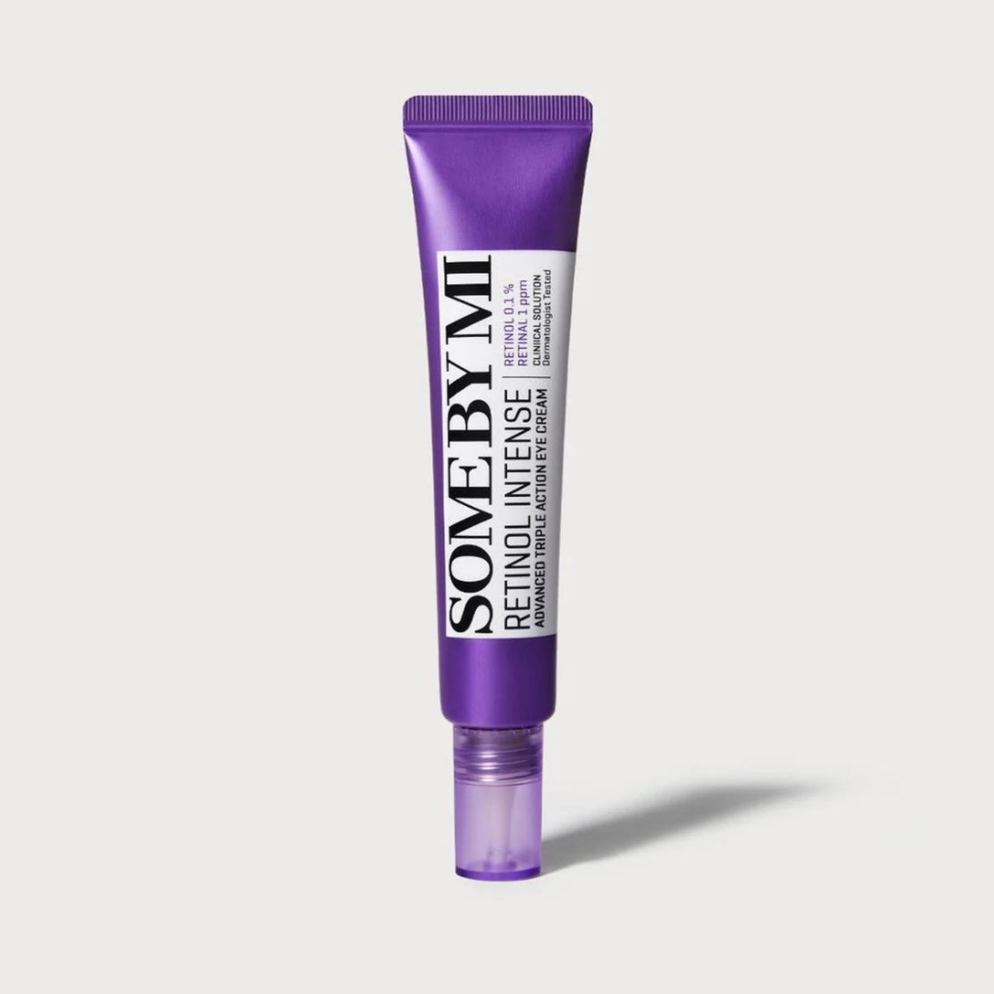 Some By Mi Retinol Intense Eye Cream in purple tube – anti-aging &amp; brightening formula with Retinol &amp; Bakuchiol.